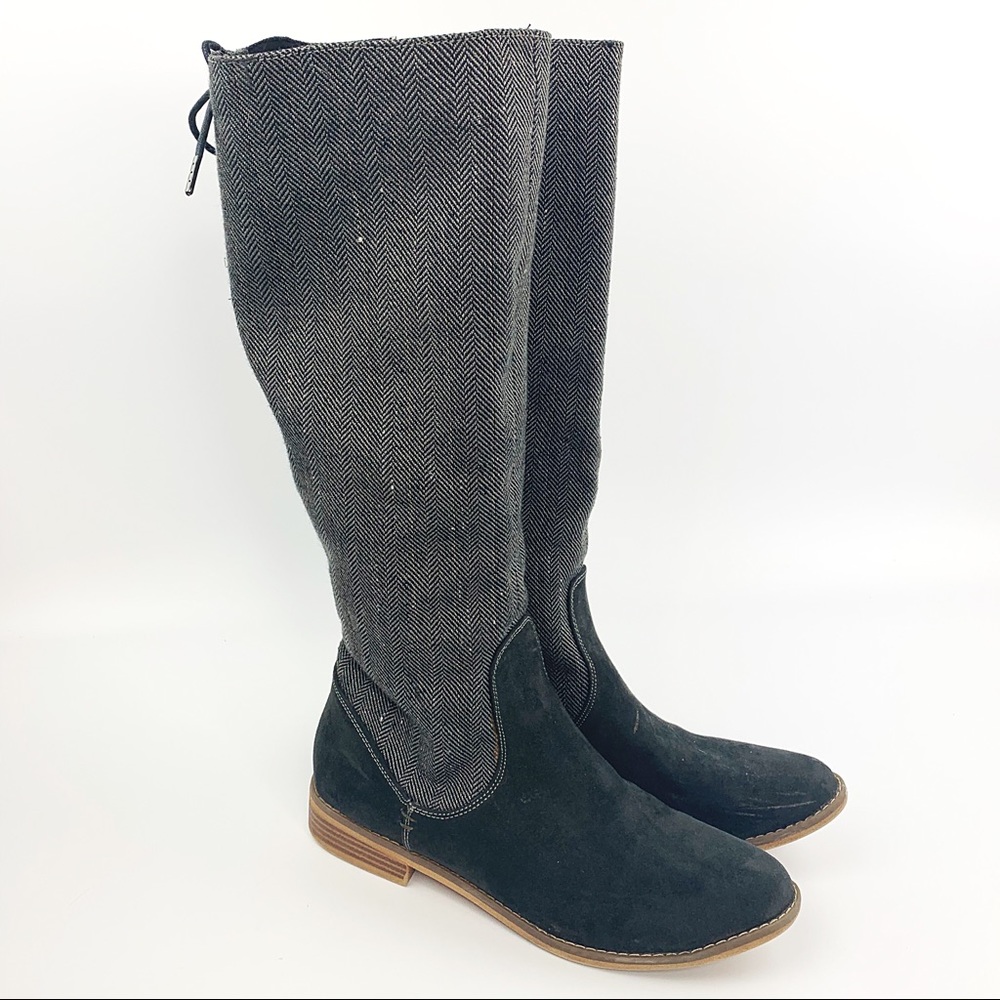 ROCKET DOG Tall Lace Up Riding Boots Tweed Sz 10